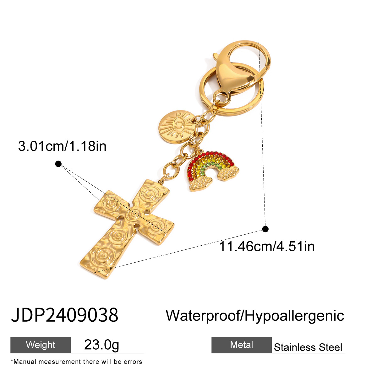 1 Set of Simple Classic Style Heart Cross Shape Stainless Steel  Gold Color Women's Pendants h5 